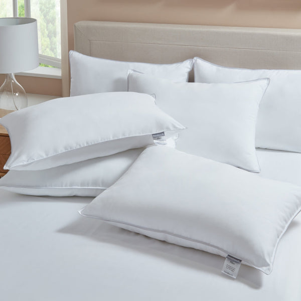 Globon Almohada de plumas de lujo tamaño Queen estándar, almohadas suaves y  bajas para dormir, almohada mullida de la colección de hotel, 18 x 26